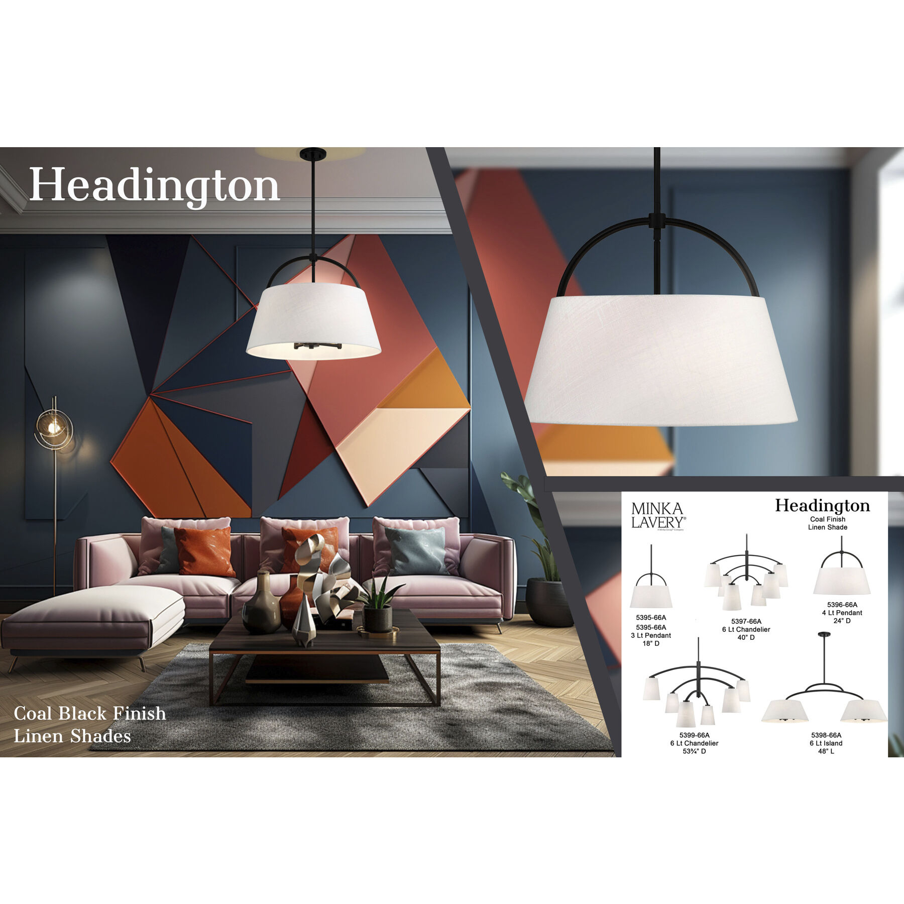 Headington 6 Light 48 inch Coal Island Light Ceiling Light